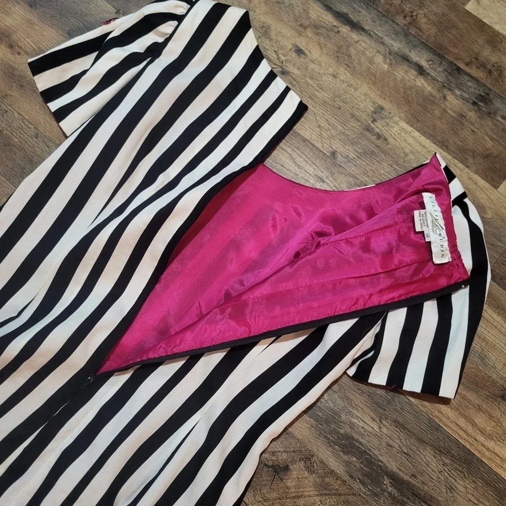 Vintage 70's/80's Lillie Rubin Designer Black and White Sequined Ruffle Dress 14 - Picture 9 of 9